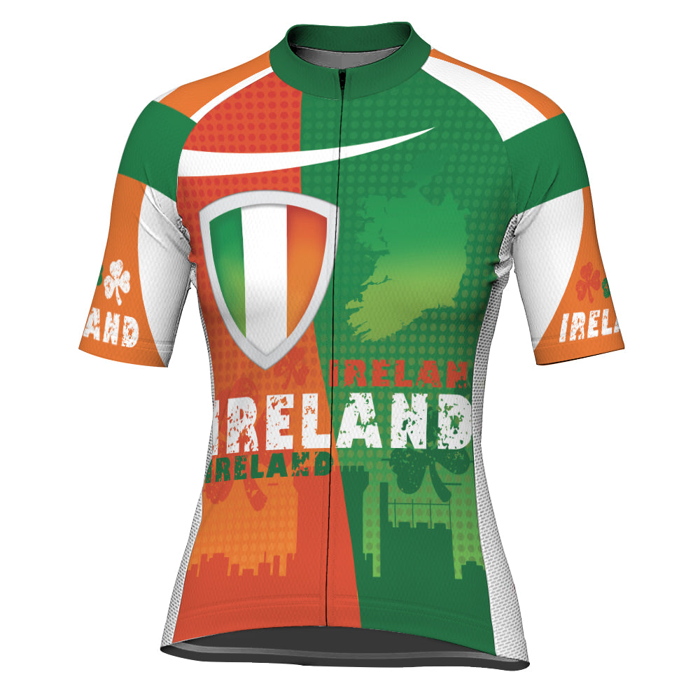 Customized Ireland Short Sleeve Cycling Jersey for Women