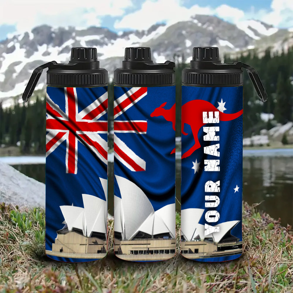 Customized Name Australia Flag Water Bottle - Perfect for Cycling, Hiking, Fitness & Outdoor Adventures