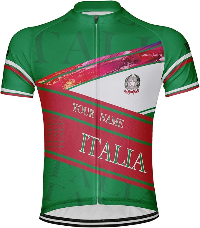 Personalizzalo Italia Uomo Maglia da Ciclismo Manica Corta Bici Maglietta