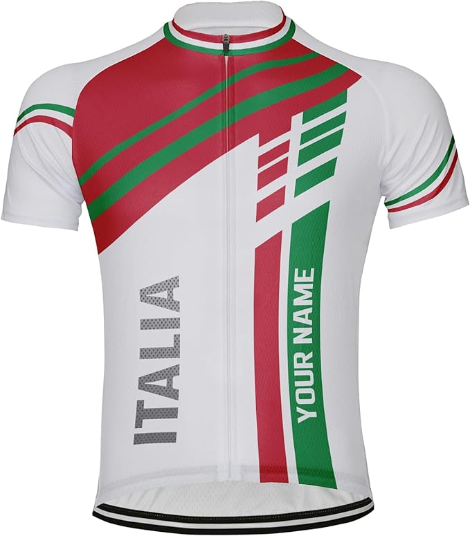 Personalizzalo Italia Uomo Maglia da Ciclismo Manica Corta Bici Maglietta