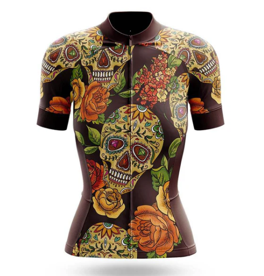 Personalized Colorful Sugar Skull Cycling Jersey For Women