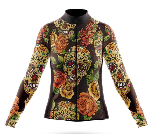 Personalized Colorful Sugar Skull Cycling Jersey For Women