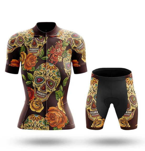 Personalized Colorful Sugar Skull Cycling Jersey For Women