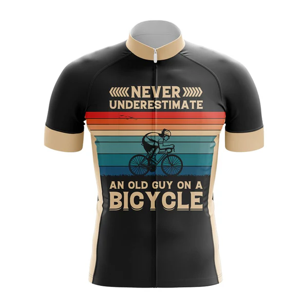 Customized Never Underestimate An Old Guy On A BICYCLE Short Sleeve Cycling Jersey For Men