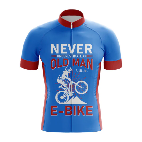 Customized Never Underestimate An Old Man With An E-Bike Short Sleeve Cycling Jersey For Men