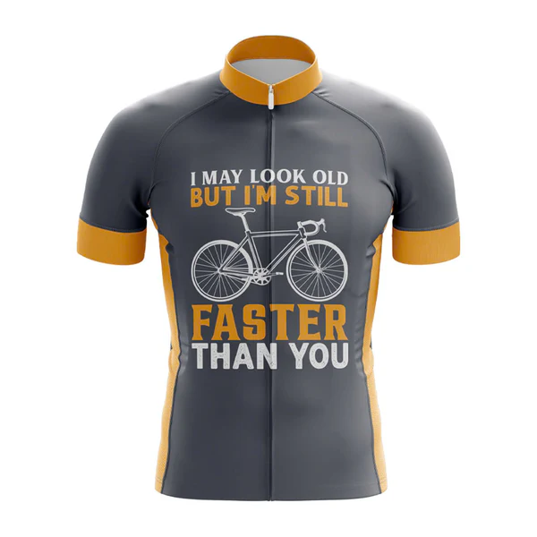 Customized I May Look Old But Faster Than You Short Sleeve Cycling Jersey For Men