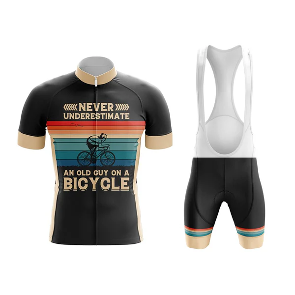 Customized Never Underestimate An Old Guy On A BICYCLE Short Sleeve Cycling Jersey For Men