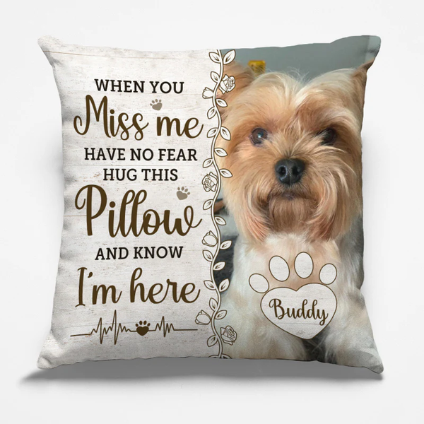 Custom Photo Hug This Pillow Then You Know I'm Here - Memorial Personalized Custom Pillow