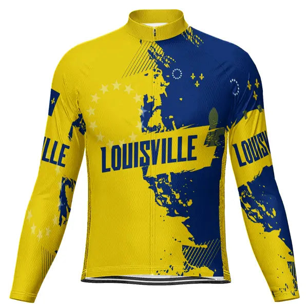 Customized Louisville Winter Thermal Fleece Long Sleeve Cycling Jersey for Men