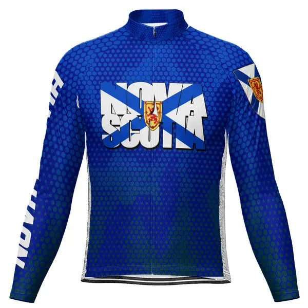 Customized Nova Scotia Winter Thermal Fleece Long Sleeve Cycling Jersey for Men