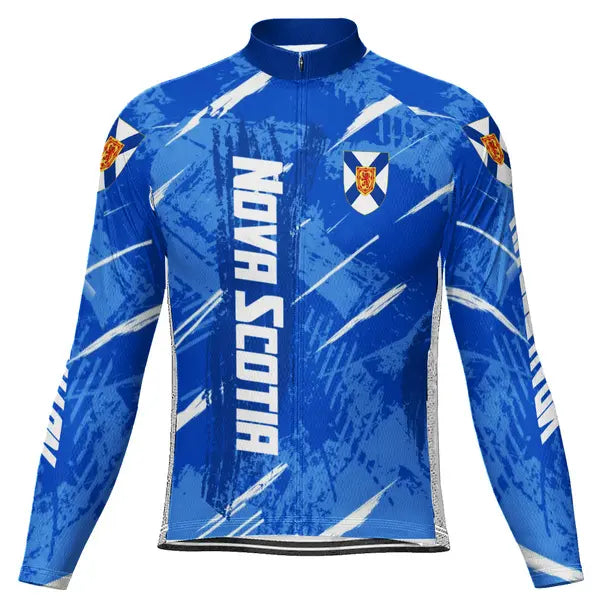 Customized Nova Scotia Winter Thermal Fleece Long Sleeve Cycling Jersey for Men