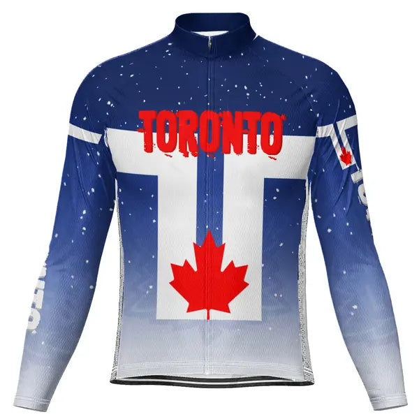 Customized Toronto Winter Thermal Fleece Long Sleeve Cycling Jersey for Men