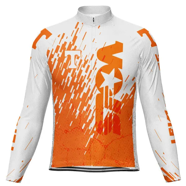 Customized Tennessee Volunteers Football Cycling Winter Thermal Fleece Long Sleeve Jersey For Men