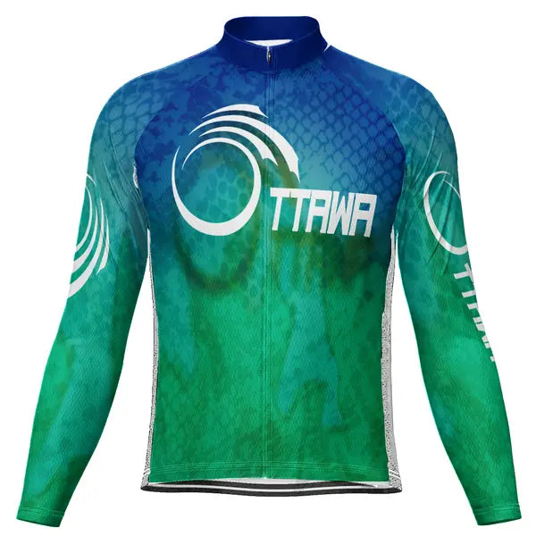 Customized Ottawa Winter Thermal Fleece Long Sleeve Cycling Jersey for Men