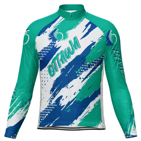 Customized Ottawa Winter Thermal Fleece Long Sleeve Cycling Jersey for Men