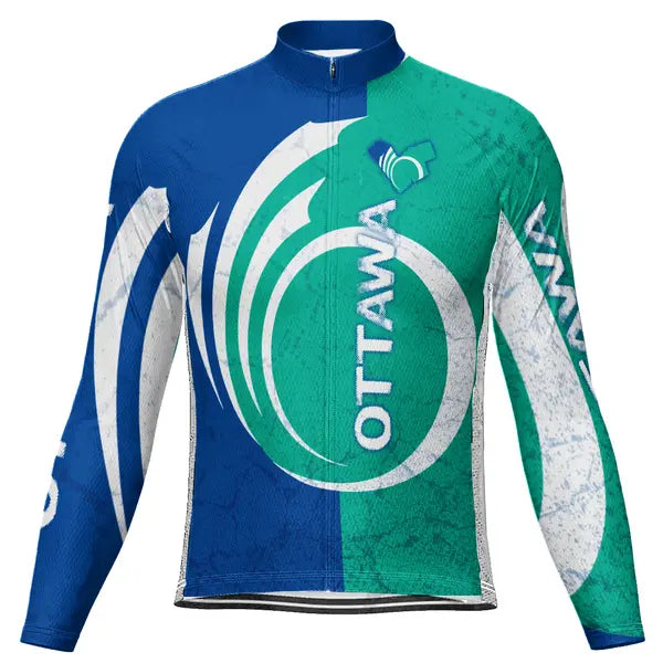 Customized Ottawa Winter Thermal Fleece Long Sleeve Cycling Jersey for Men