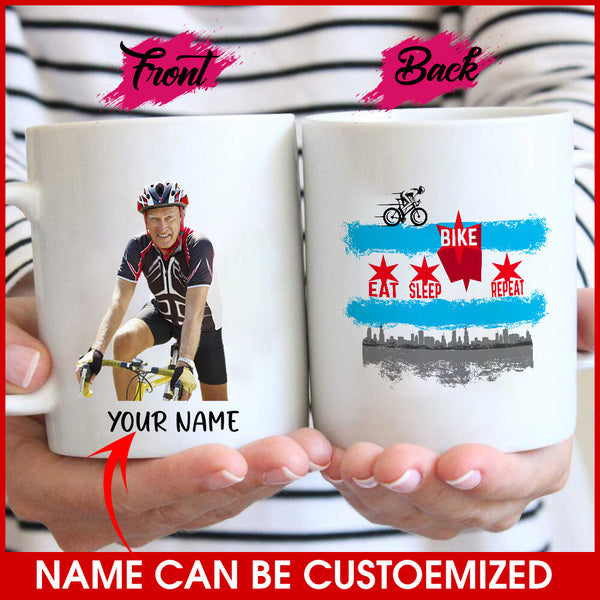 Customized Image Chicago Mug - EAT SLEEP BIKE REPEAT