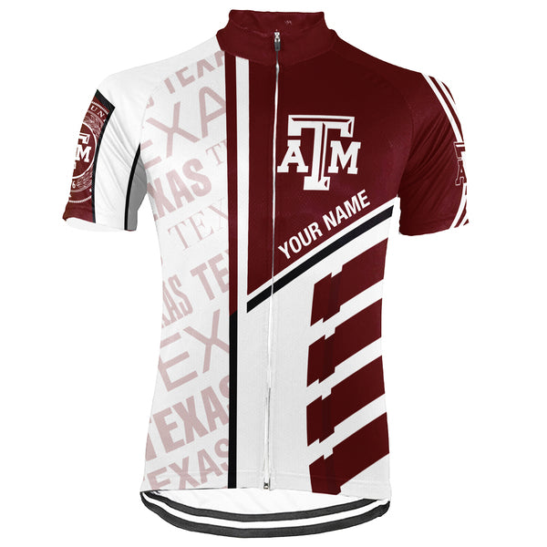 Customized Texas A&M Short Sleeve Cycling Jersey for Men