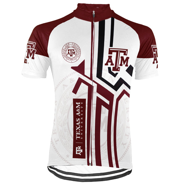 Customized Texas A&M Short Sleeve Cycling Jersey for Men