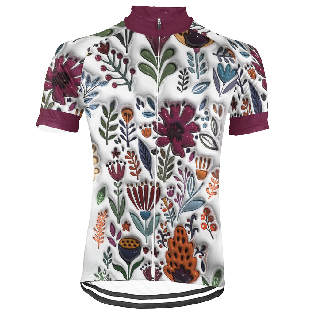 Customized Colorful Garden Art 3D Inflated Effect Cycling Jersey For Men