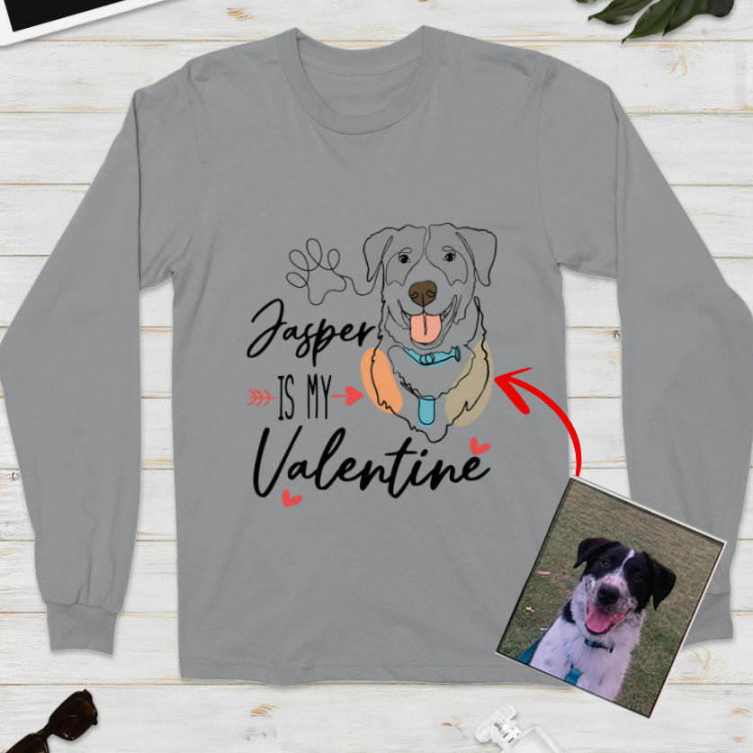 Custom Hand-Drawn Dog Pet Photo T-Shirt, Long Sleeve, Hoodie-Coffee Jersey With Name