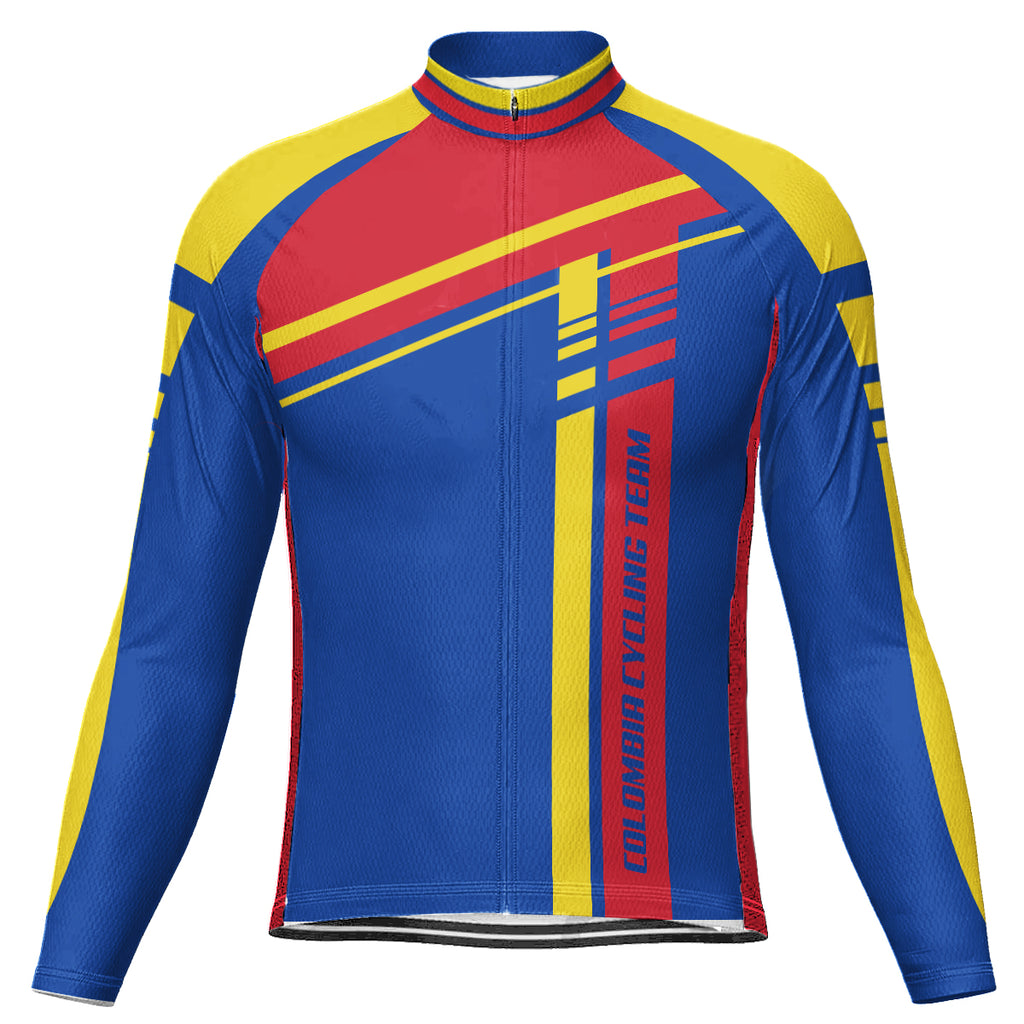 2021 Suarez Colombian Collection-Mens Long Sleeve Cycling Jersey Blue & Gold S