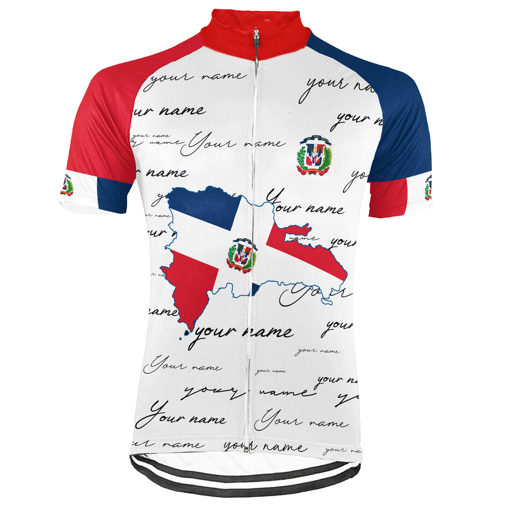 Dominican Republic Flag Short Sleeve Cycling Jersey for Men - Size 4XL 