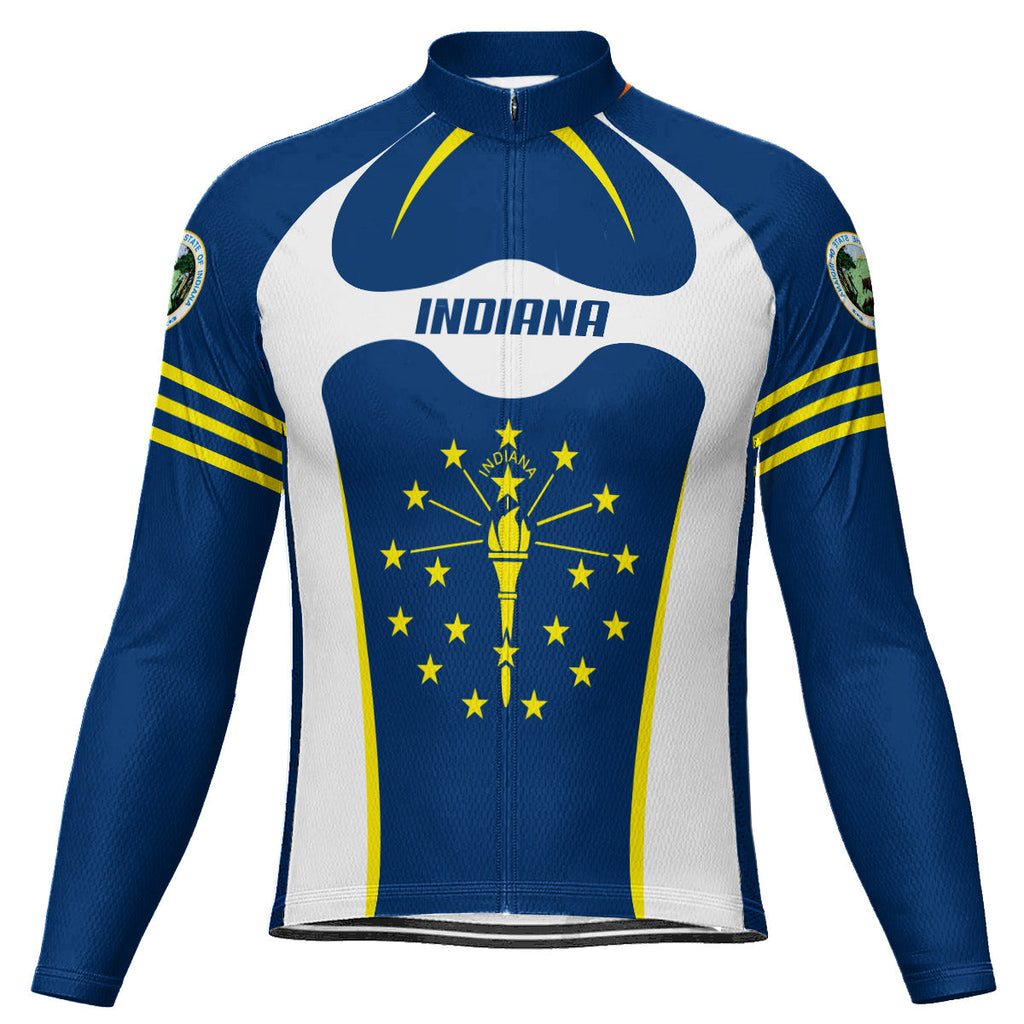 Customized Indiana Winter Thermal Fleece Long Sleeve Cycling Jersey for Men