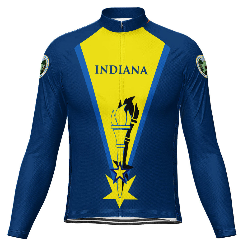 Customized Indiana Winter Thermal Fleece Long Sleeve Cycling Jersey for Men