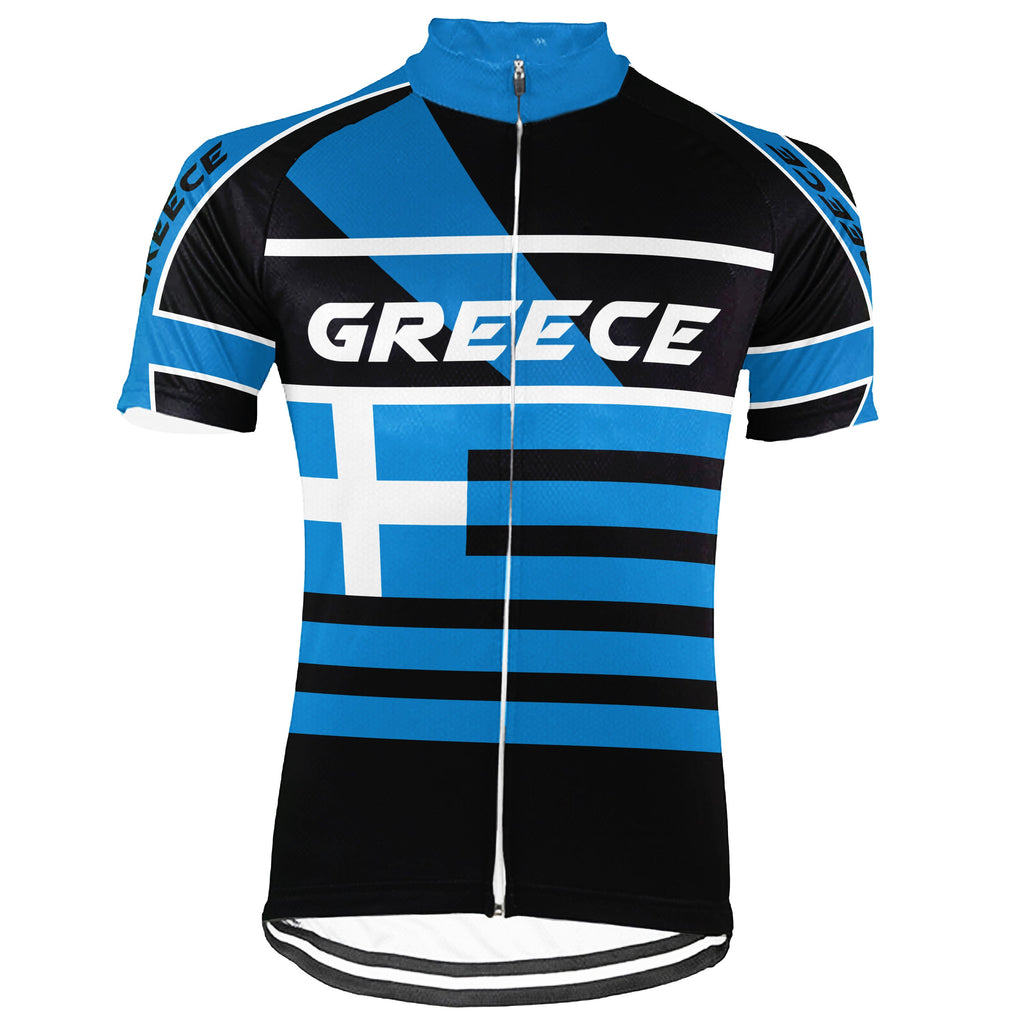 Customized Greece Winter Thermal Fleece Short Sleeve Cycling Jersey for Men