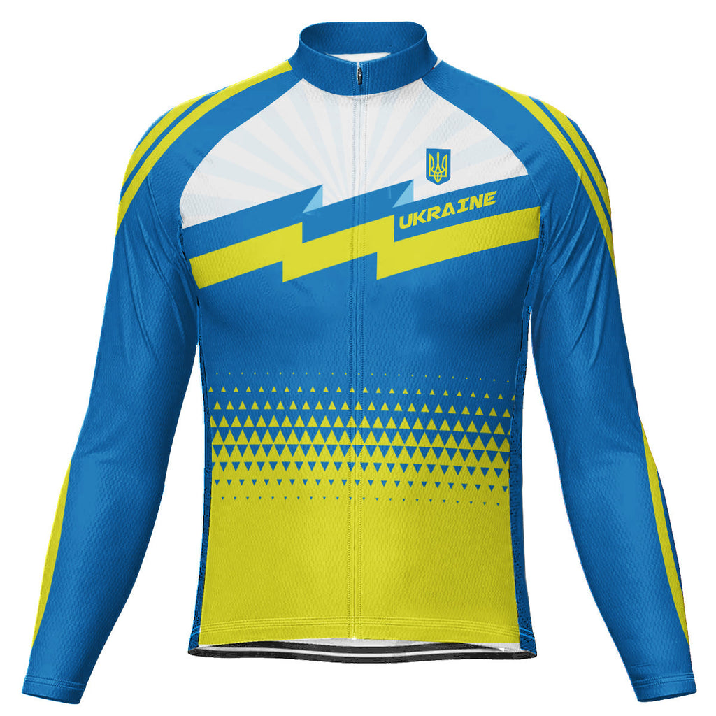 Customized Ukraine Winter Thermal Fleece Long Sleeve Cycling Jersey for Men