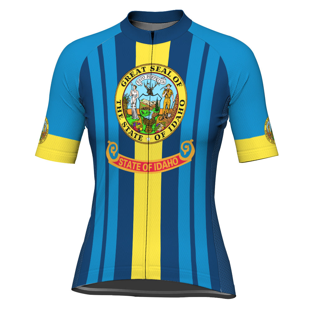 Customized Idaho Winter Thermal Fleece Short Sleeve Cycling Jersey for Women