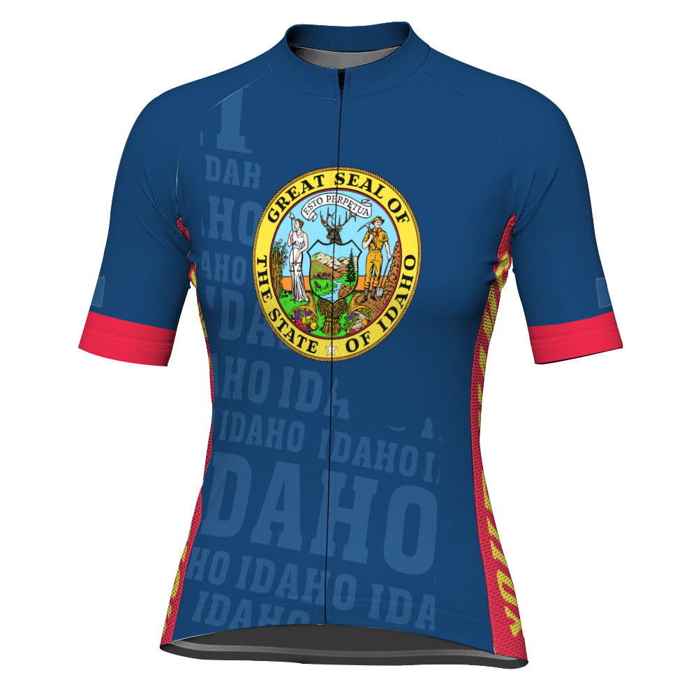 Customized Idaho Winter Thermal Fleece Short Sleeve Cycling Jersey for Women