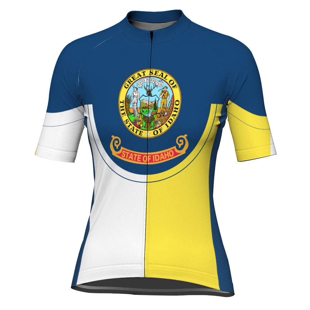 Customized Idaho Winter Thermal Fleece Short Sleeve Cycling Jersey for Women