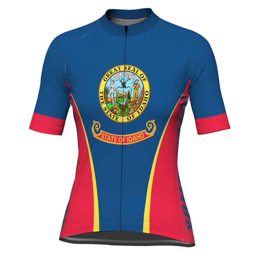 Customized Idaho Winter Thermal Fleece Short Sleeve Cycling Jersey for Women