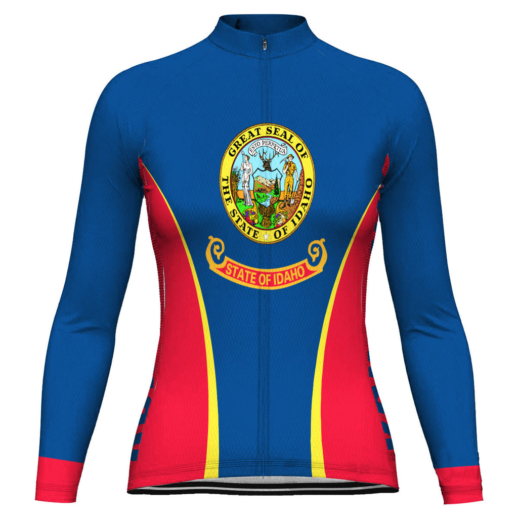 Customized Idaho Winter Thermal Fleece Long Sleeve Cycling Jersey for Women