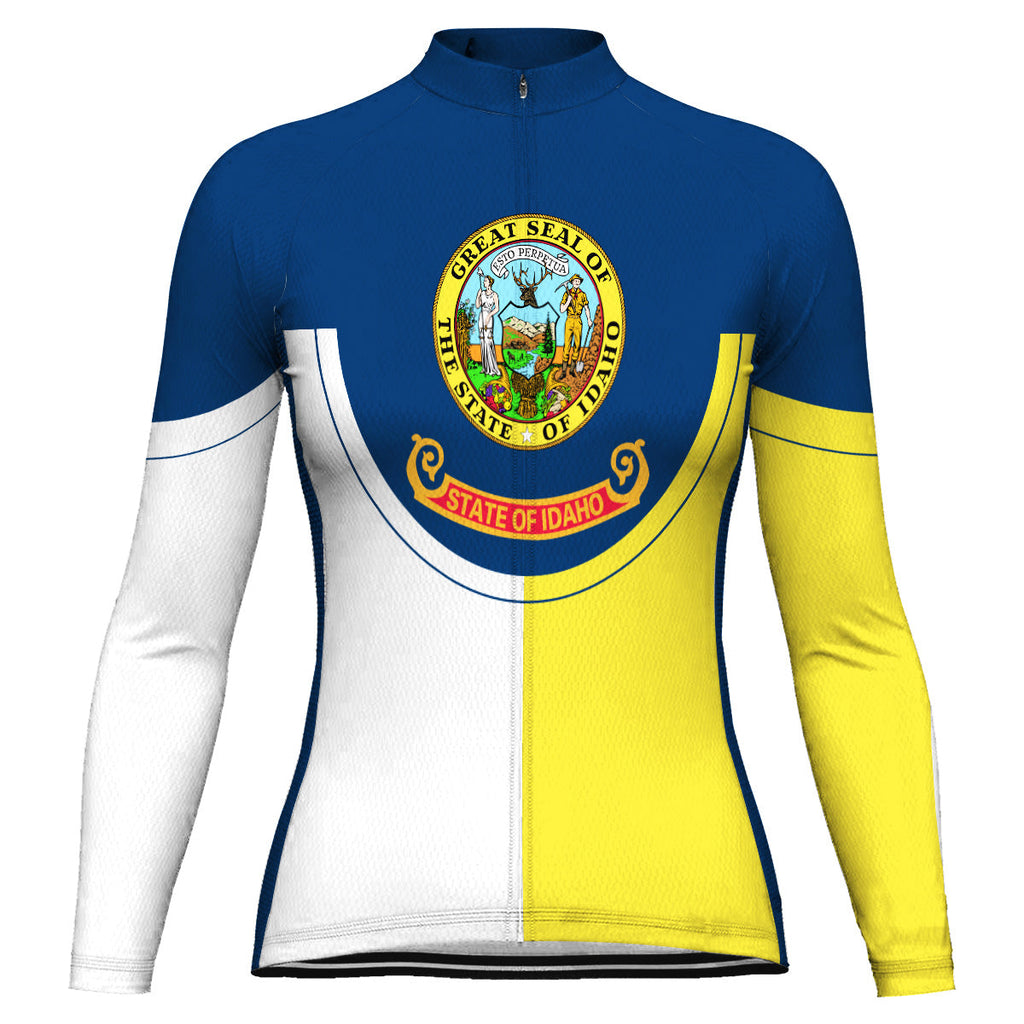 Customized Idaho Winter Thermal Fleece Long Sleeve Cycling Jersey for Women