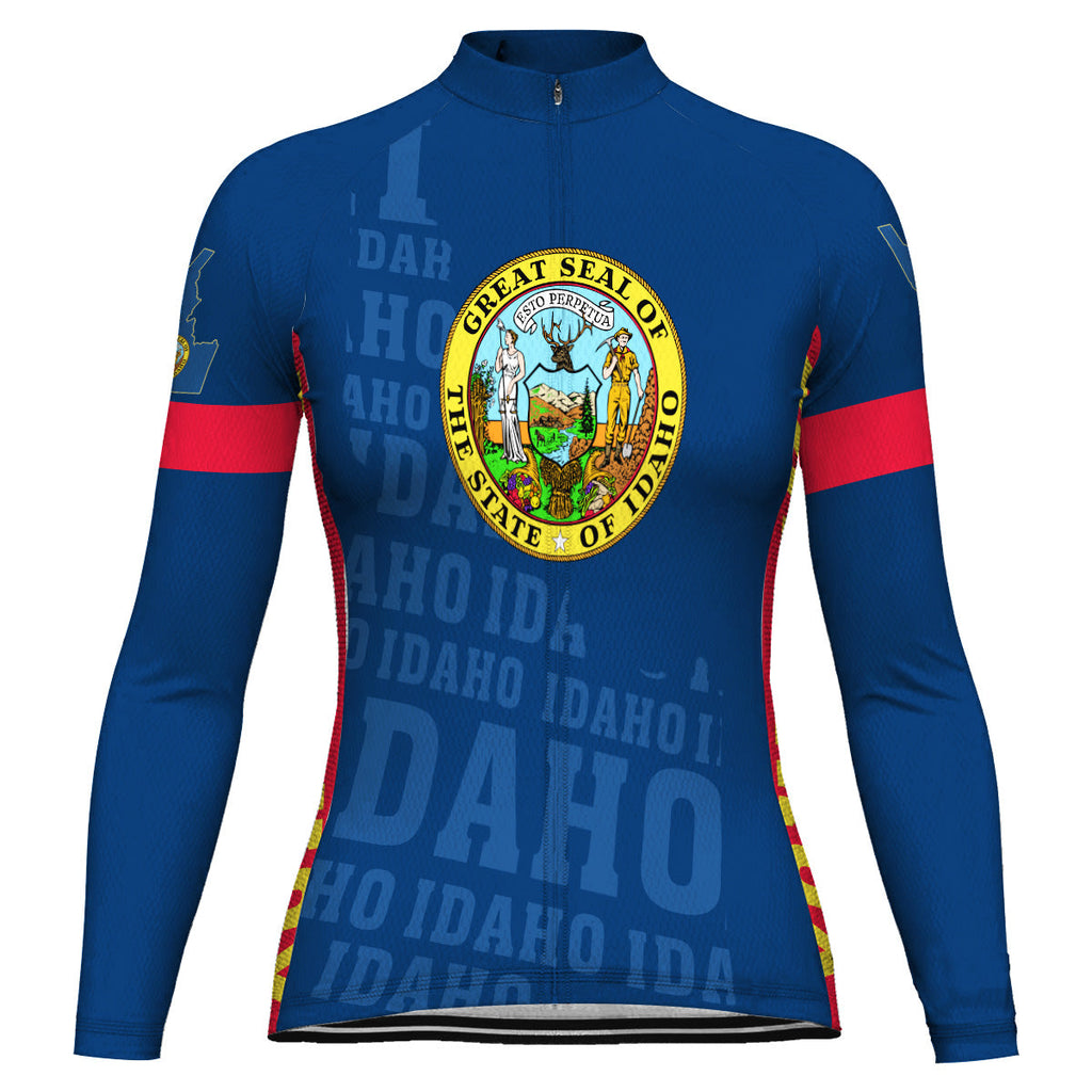 Customized Idaho Winter Thermal Fleece Long Sleeve Cycling Jersey for Women