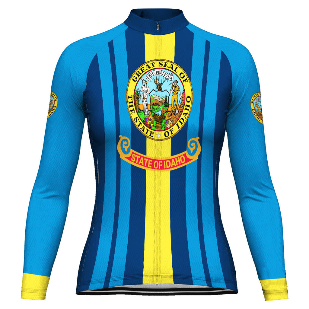 Customized Idaho Winter Thermal Fleece Long Sleeve Cycling Jersey for Women