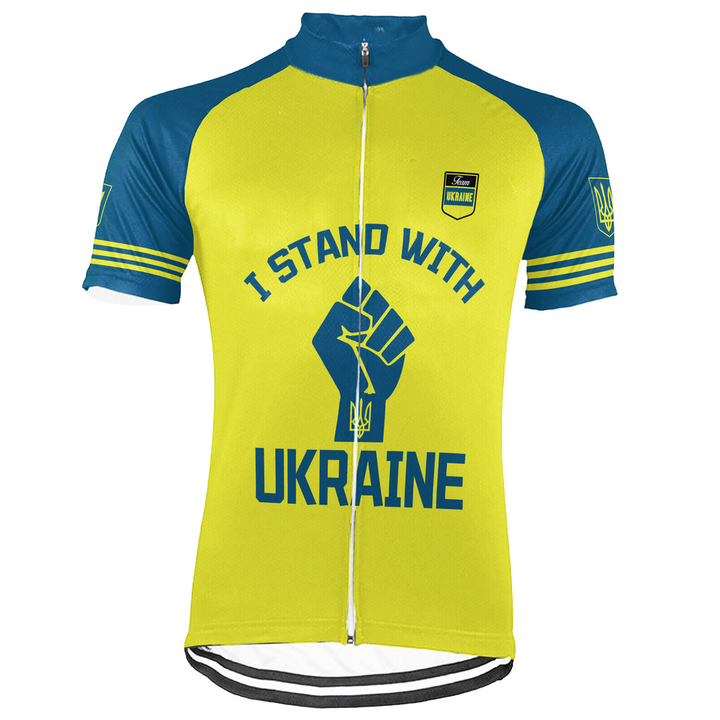 Customized Ukraine Winter Thermal Fleece Short Sleeve Cycling Jersey for Men