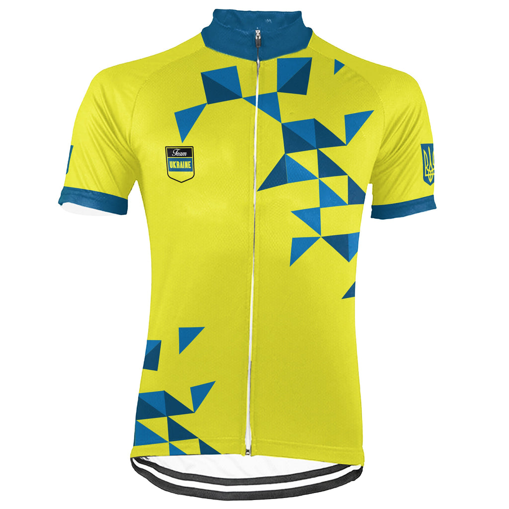 Customized Ukraine Winter Thermal Fleece Short Sleeve Cycling Jersey for Men