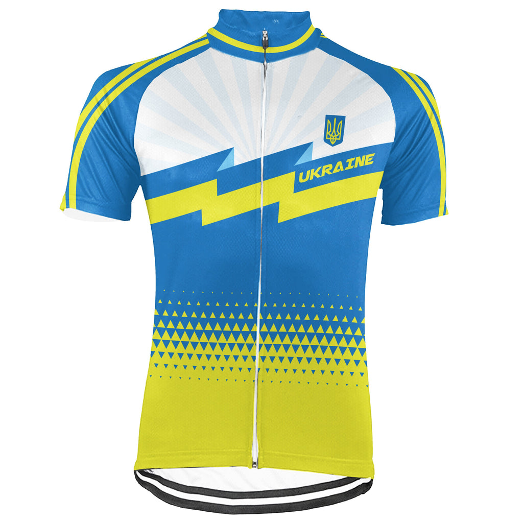 Customized Ukraine Winter Thermal Fleece Short Sleeve Cycling Jersey for Men