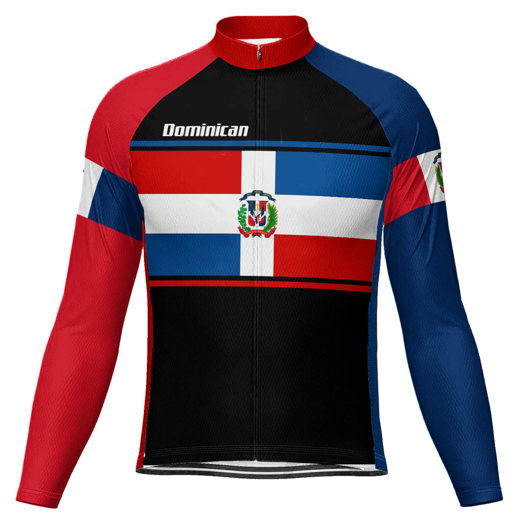 Customized Dominican Winter Thermal Fleece Long Sleeve Cycling Jersey for Men