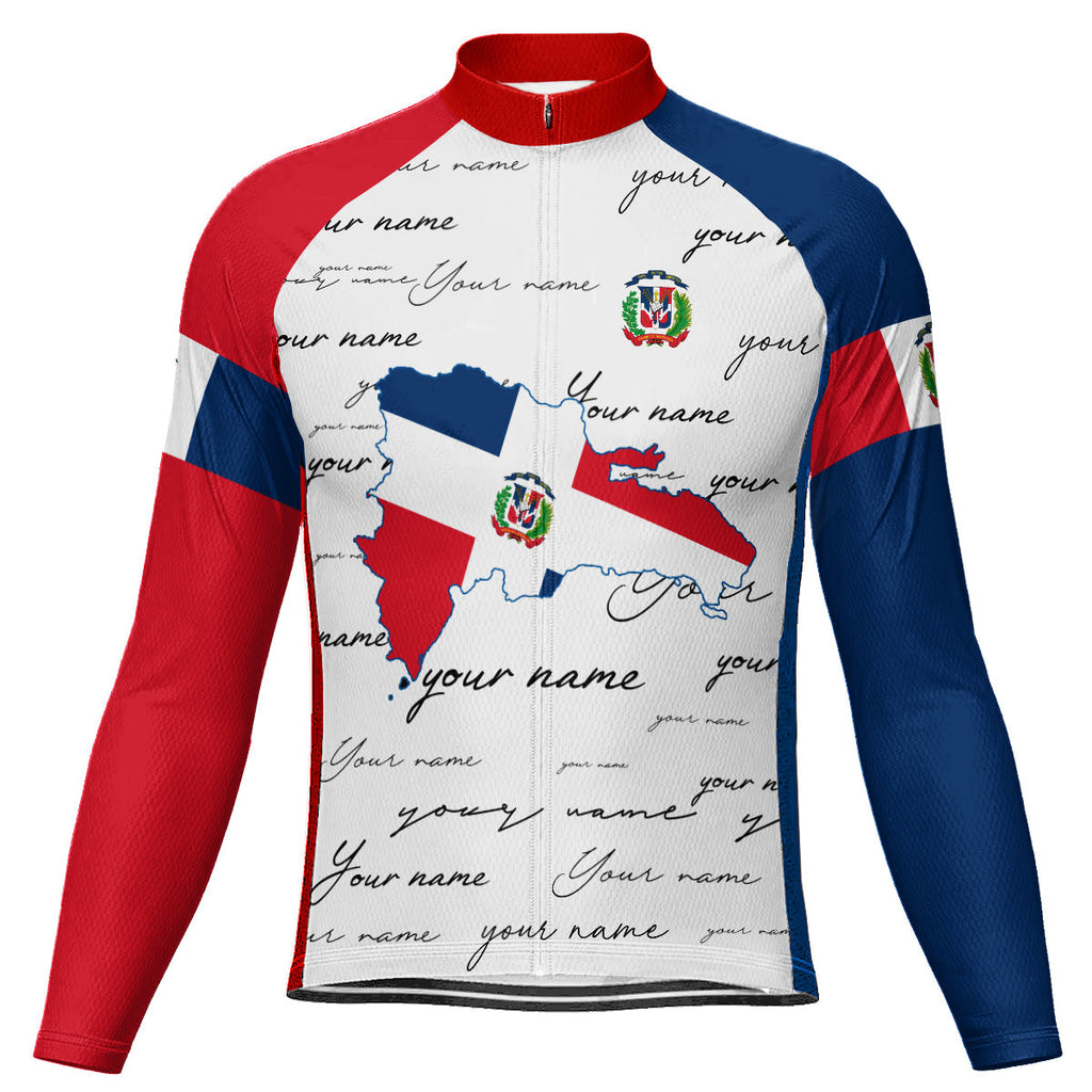 Customized Dominican Winter Thermal Fleece Long Sleeve Cycling Jersey for Men