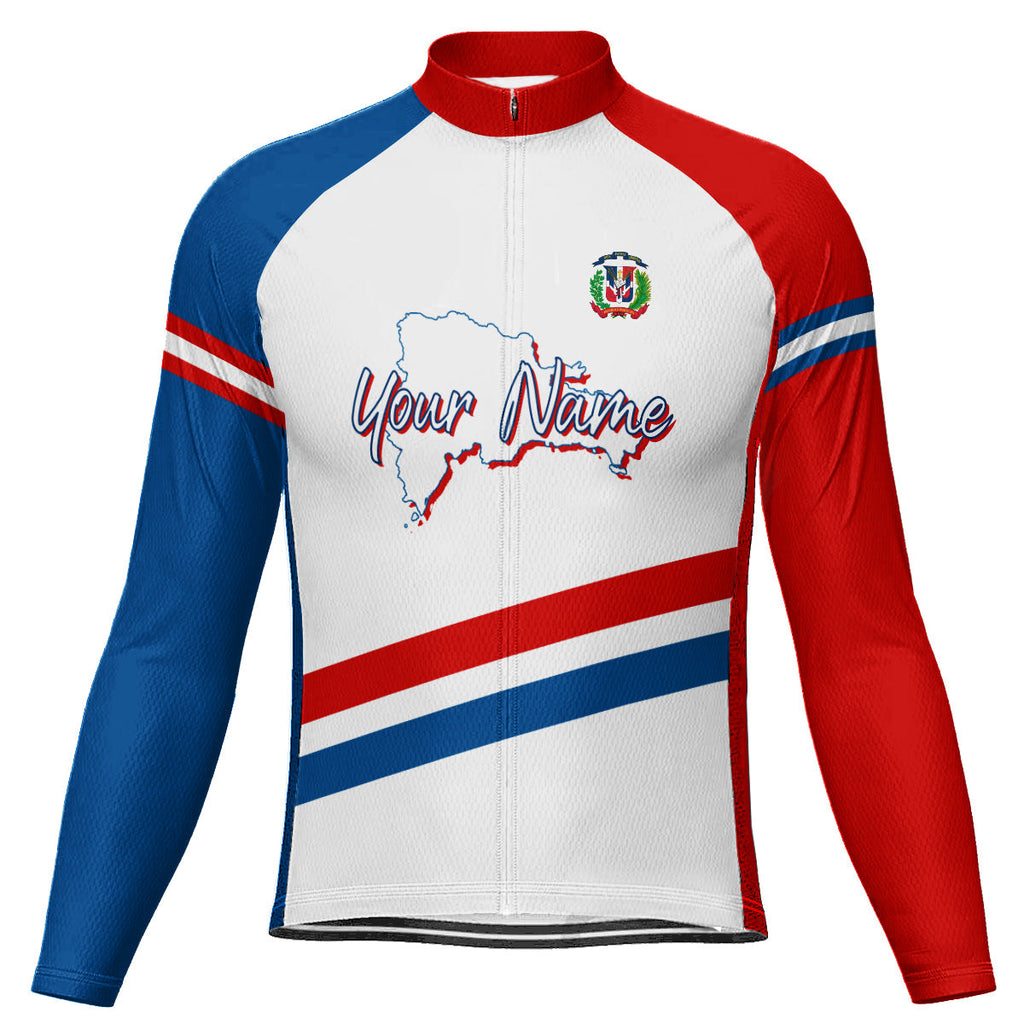 Customized Dominican Winter Thermal Fleece Long Sleeve Cycling Jersey for Men