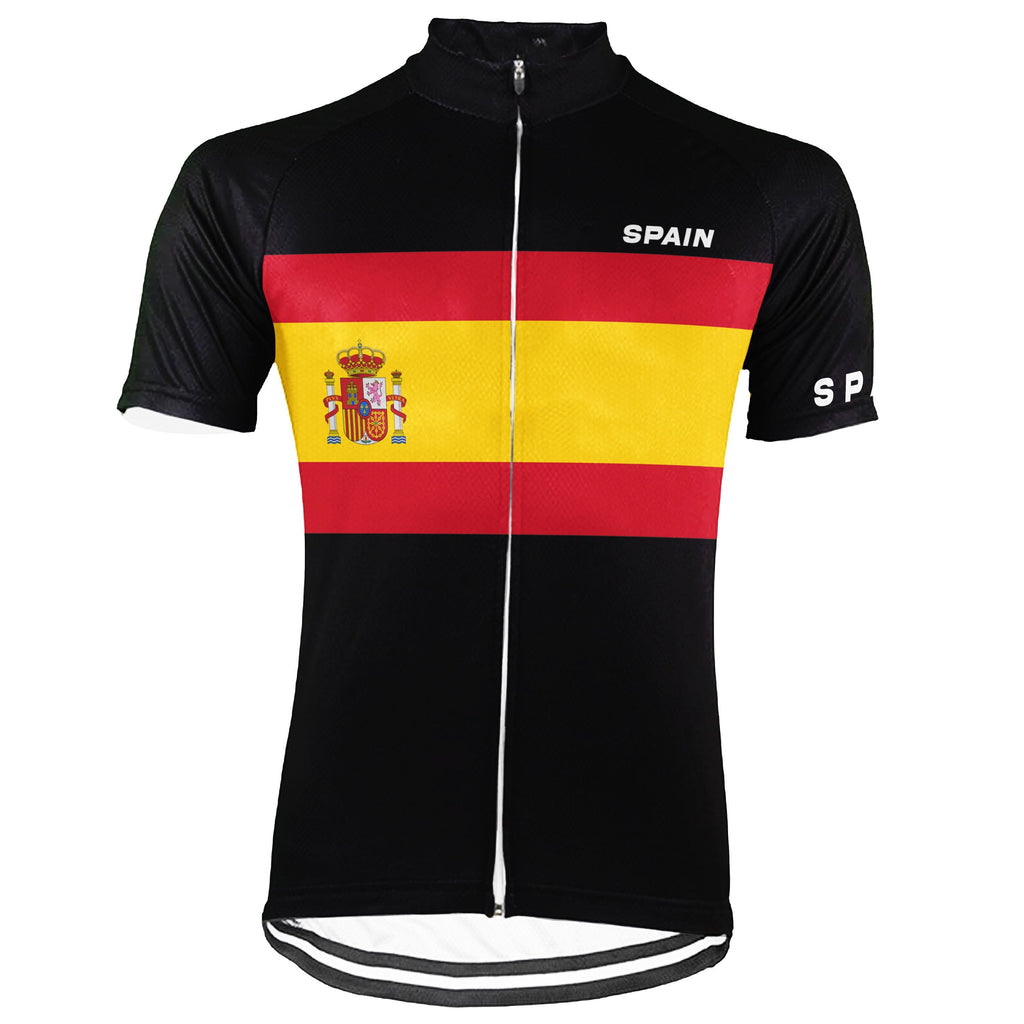 Customized Spain Winter Thermal Fleece Short Sleeve Cycling Jersey for Men