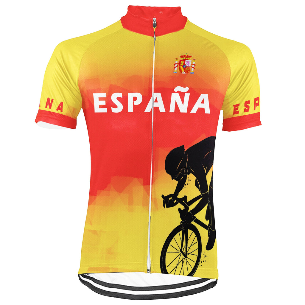 Customized Spain Winter Thermal Fleece Short Sleeve Cycling Jersey for Men