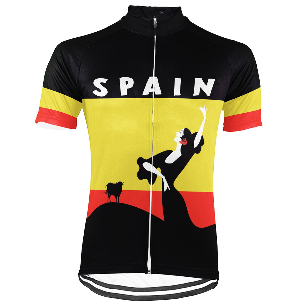 Customized Spain Winter Thermal Fleece Short Sleeve Cycling Jersey for Men