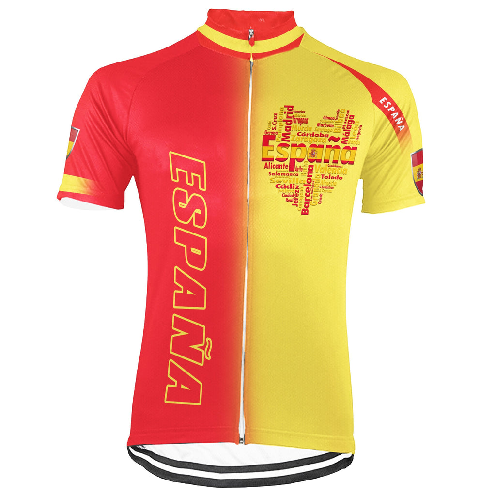 Customized Spain Winter Thermal Fleece Short Sleeve Cycling Jersey for Men