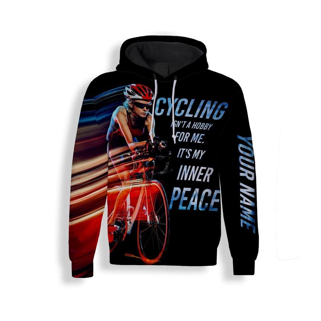 Men’s Personalized Long Sleeve, Zip Up Hoodie, Hoodie Cycling Isn't A Hobby For Me It's My Inner Peace